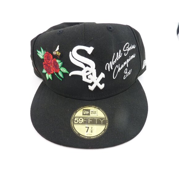 World Series Champions 3x CHICAGO WHITE SOX BLACK HAT NEW Sz 7 7/8 62.5 cm - Picture 1 of 11